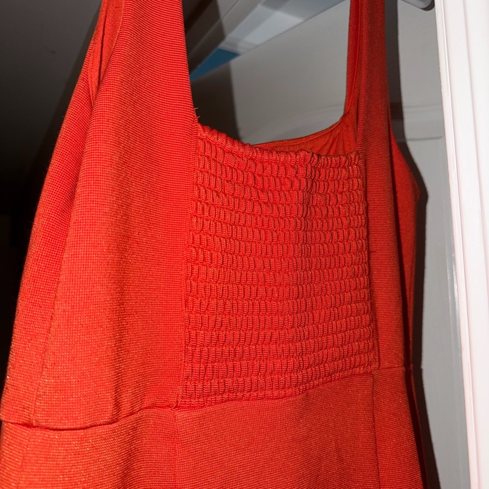 NWT Long Asymmetrical Orange Anthropologie Dress - Picture 4 of 6